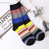 2017 Summer Fashion Mens Cotton Socks Colorful Striped Jacquard Art Socks Hit Color Dot Long Socks Men's Dress Sock