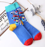 2017 Summer Fashion Mens Cotton Socks Colorful Striped Jacquard Art Socks Hit Color Dot Long Socks Men's Dress Sock