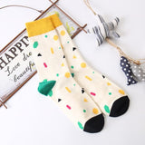 2017 Summer Fashion Mens Cotton Socks Colorful Striped Jacquard Art Socks Hit Color Dot Long Socks Men's Dress Sock