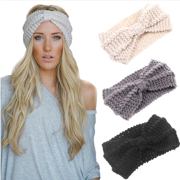 1PC Women Lady Crochet Cross Bowknot Turban Knitted Head Wrap Braiders Ear Warmer Braider Hair Styling Tools Accessories