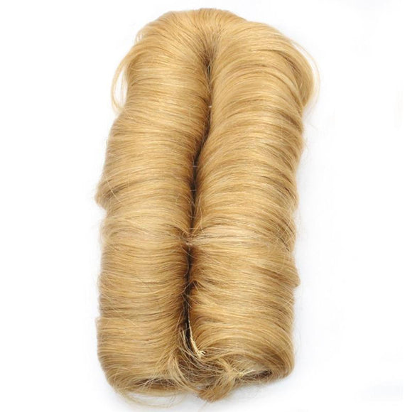 #27 Blonde Double Weft Natural Straight Hair Weaving No Shed Synthetic Hair 28 Pieces Short Bump Weave For Women