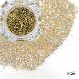 1Box Platinum Shiny Nail Glitter Powder Laser Sparkly Diamond Manicure Nail Art Chrome Pigment DIY Nail Art Decoration LABG01-26