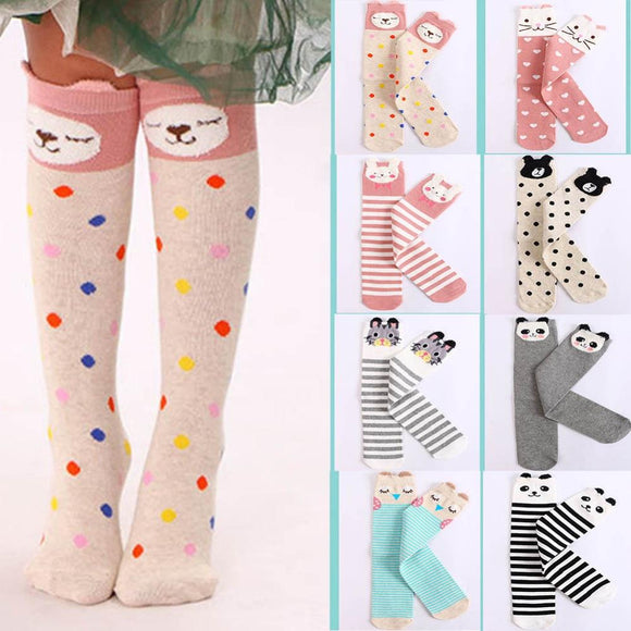 Toddlers Kids Girls Knee High Socks School Cotton Socks Striped baby Long Socks