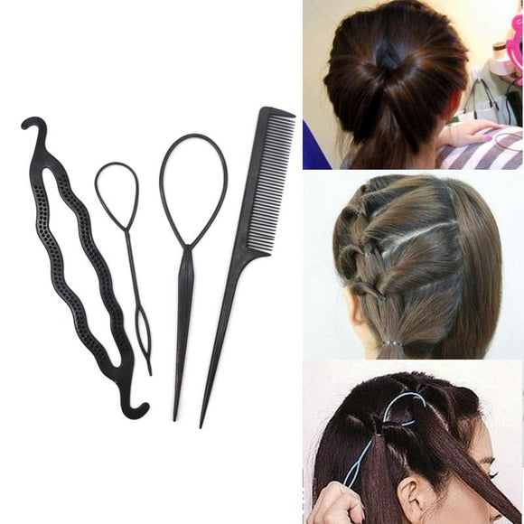 4Pcs/Set Hair Accessories Hairdressing Stylists Tool To Weave Braid Pull Hair Pins Plate Made Needle Hair Care Hair Styling Tool