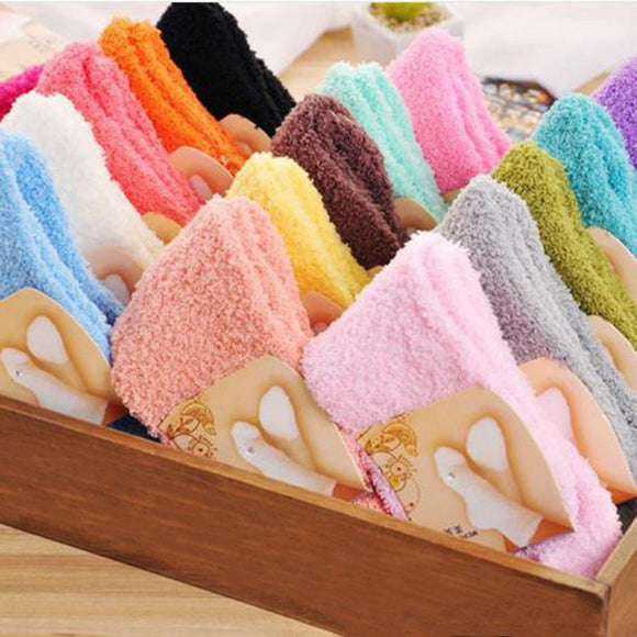 MUQGEW Fabulous Elastic Home Women Girls Soft Bed Floor Socks Fluffy Warm Winter Breathable Pure Various Colors Available Sock