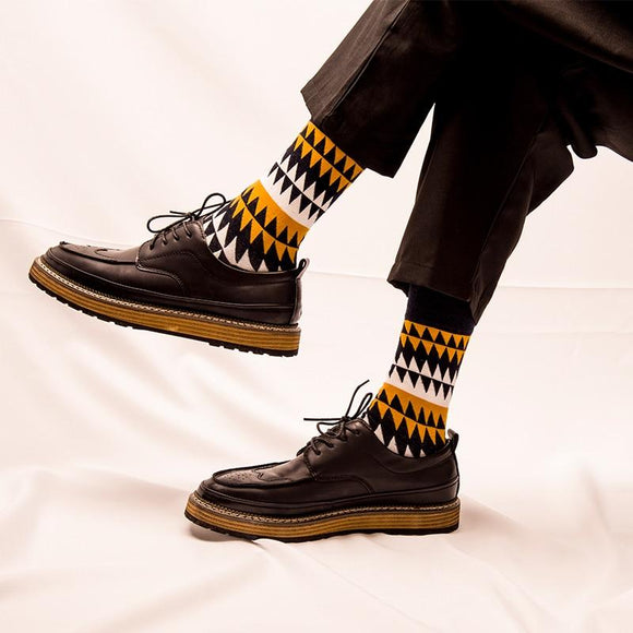 CHAOZHU Fashion Men's Socks Autumn Winter Casual Cotton Crew Socks Men Happy Socks Dots/Stripes Daily Deodorant Socks/Calcetines