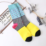 CHAOZHU Fashion Men's Socks Autumn Winter Casual Cotton Crew Socks Men Happy Socks Dots/Stripes Daily Deodorant Socks/Calcetines