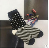 CHAOZHU Fashion Men's Socks Autumn Winter Casual Cotton Crew Socks Men Happy Socks Dots/Stripes Daily Deodorant Socks/Calcetines