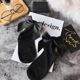 2018 Women Summer Funny Gold Silver Wire After The Heel Ribbon Big Bow Short Socks Wild Chaussette Herring Ankle Socks 34 Colors