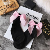 2018 Women Summer Funny Gold Silver Wire After The Heel Ribbon Big Bow Short Socks Wild Chaussette Herring Ankle Socks 34 Colors