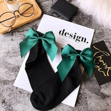 2018 Women Summer Funny Gold Silver Wire After The Heel Ribbon Big Bow Short Socks Wild Chaussette Herring Ankle Socks 34 Colors