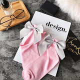 2018 Women Summer Funny Gold Silver Wire After The Heel Ribbon Big Bow Short Socks Wild Chaussette Herring Ankle Socks 34 Colors