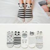 5Pairs New Arrivl Women Cotton Socks Pink Cute Cat Ankle Socks Short  Socks Casual Animal Ear Red Heart Gril Socks 35-40