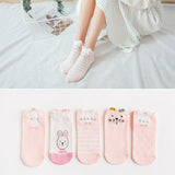 5Pairs New Arrivl Women Cotton Socks Pink Cute Cat Ankle Socks Short  Socks Casual Animal Ear Red Heart Gril Socks 35-40