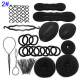 Professional Braiders Women Hair Styling Tools Set Bun Maker Ponytail Holder Bobby Pins Elastics Hair Braid Twist DIY  Kit