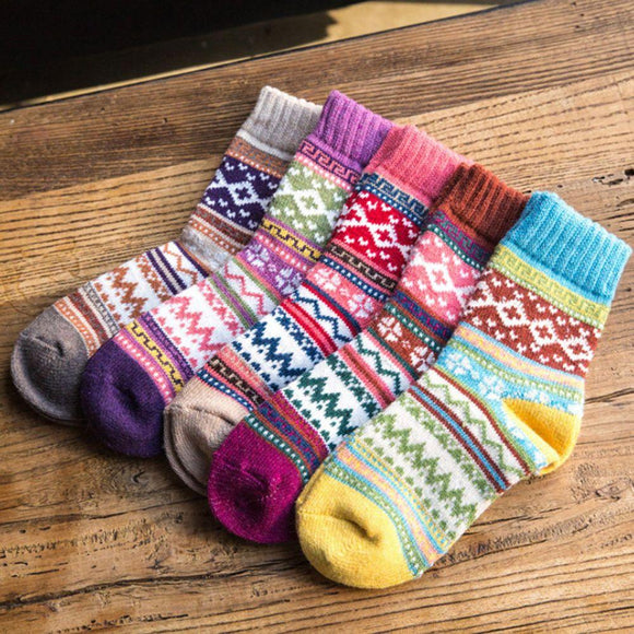 Winter Retro Special Ethnic Style Thermal Woolen Socks High Tube Thickening Warm Soft Rabbit Wool Assorted Color Women Socks