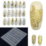 108pcs/sheet Gold 3D Nail Art Stickers Decals Metallic Nail Stickers Manicure Nail Art Decorations Water Transfer Stickers Tips