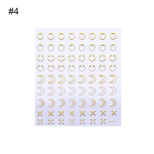 Geometric Patterns 3D Nail Sticker Decals Adhesive Moon Star Gold Stripes Wave Line Manicure DIY Nail Art Decoration 1 Sheet