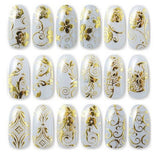 108pcs/sheet Gold 3D Nail Art Stickers Decals Metallic Nail Stickers Manicure Nail Art Decorations Water Transfer Stickers Tips