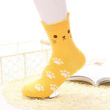 % 1Pair Fashion Cartoon Unisex Men Women Socks Cat Footprints 3D Animals Style Warm Cotton Socks Lady Floor meias Socks Female