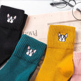 Autumn winter thick socks for women cotton sock harajuku cartoon dog embroidery cute socks female sox ladies meias mujer 2018