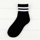 2018 women men Socks with print Two Striped Cotton Crew happy Hiphop Skate Short white black harajuku female art summer funny