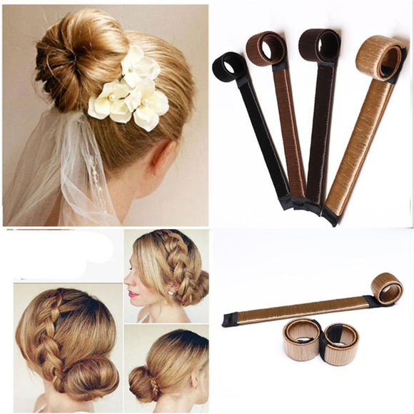 Hot 1 Pcs Women Girls Kids Magic Hair Styling Donut Bun Maker Former Twist Hairstyle Clip DIY Doughnuts Hair Bun Tools Braiders