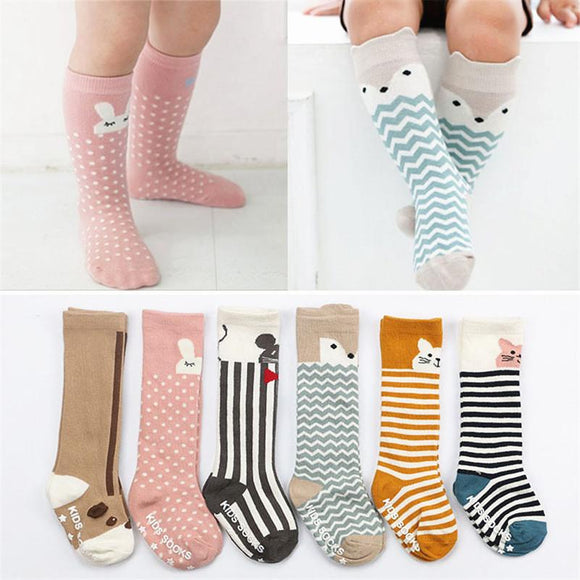 BalleenShiny Baby Socks Newborn Kids Girl Boy Animal Pattern Anti-slip Knee High Sock Fox Cat Cotton Cute Cartoon Infant Toddler