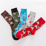 New Men's Socks colorful Autumn dog sock in tube Socquette casual cotton socks EU41-46 Comfortable Meias Elastic Soxs Soft Hocok