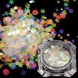 1 box Holographic Nail Glitter Mix Star Round Heart Flakies Mermaid Mirror Irregular Paillette DIY Sequins Nail Art Decor TR680