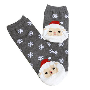 Christmas Short Socks Women Girls Autumn Winter Cartoon Santa Claus Printing Casual Socks Cute Unisex Soft Cotton Socks