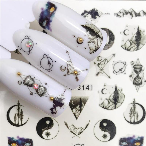 LCJ 1PC Nail Stickers Water Decal Animal Flower Plant Pattern 3D Manicure Sticker Nail Art Decoration