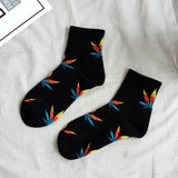 New Winter Autumn Cotton Harajuku Skateboard Hip Hop Maple Leaf Socks Women's Street Boat Socks for Female Girl Funny Socks