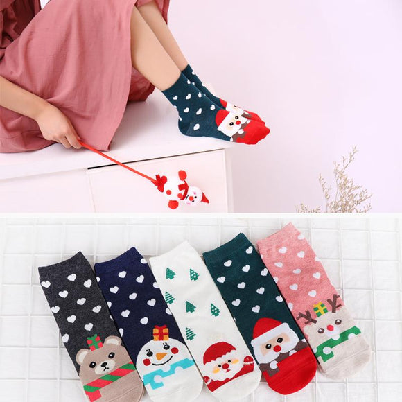 2018 New Design Christmas Santa Claus Socks Women Cotton Short Elk Winter Socks Cartoon Deer Snow Man Cute Socks New Year Gift