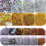 1 Case Nail Glitter Mermaid Powder Flakes Shiny Round Hexagon Holographic Paillette Sequins Nail Art Decoration Manicure BEA08