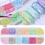 1 Case Nail Glitter Mermaid Powder Flakes Shiny Round Hexagon Holographic Paillette Sequins Nail Art Decoration Manicure BEA08