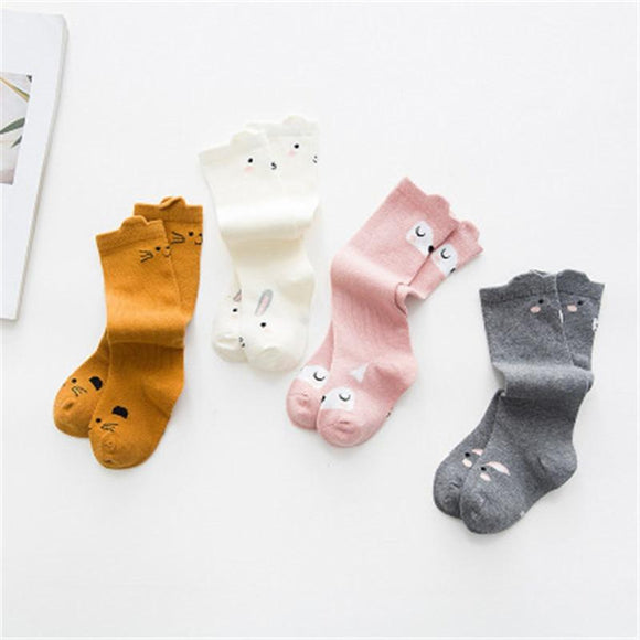 Children Socks Print Animal Cotton Baby Socks Knee High Fox Socks Kids Cute Toddler Girl Infant Clothing Accessories