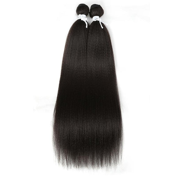 Straight Synthetic Weave 2 Pcs/lot Natural Yaki Hair Bundles Black Long Hair Weaving 22 Inch High Temperature Fiber