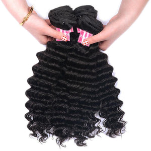 Deep Wave Bundles Brazilian Hair Weave Bundles Natural Color Human Hair Bundles Non-Remy Hair Extensions 1Pcs Only