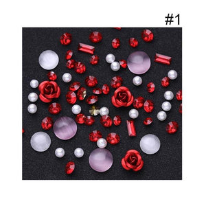 Sale 1Box 3D Rhinestones Diverse DIY Gems New Charming Mix Nail Art Decoration Rose Jewelry Gel Glitter Nail Art Decoration