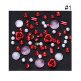 Sale 1Box 3D Rhinestones Diverse DIY Gems New Charming Mix Nail Art Decoration Rose Jewelry Gel Glitter Nail Art Decoration